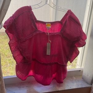 C&C California Fuchsia Ruffled Top